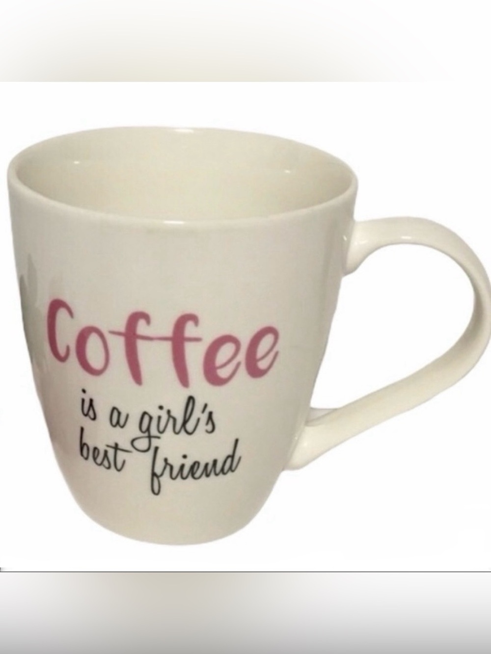 Pfaltzgraff "Coffee is a Girl's Best Friend" White Porcelain Sentiment Mug